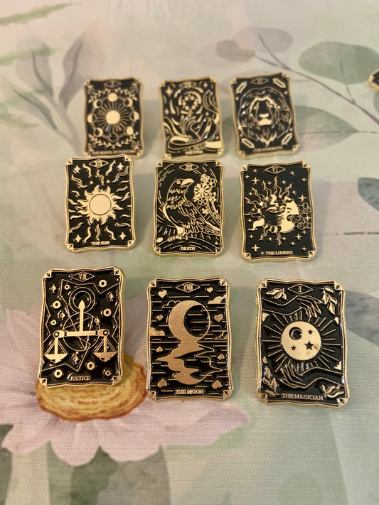 Tarot Card Enamel Pins.